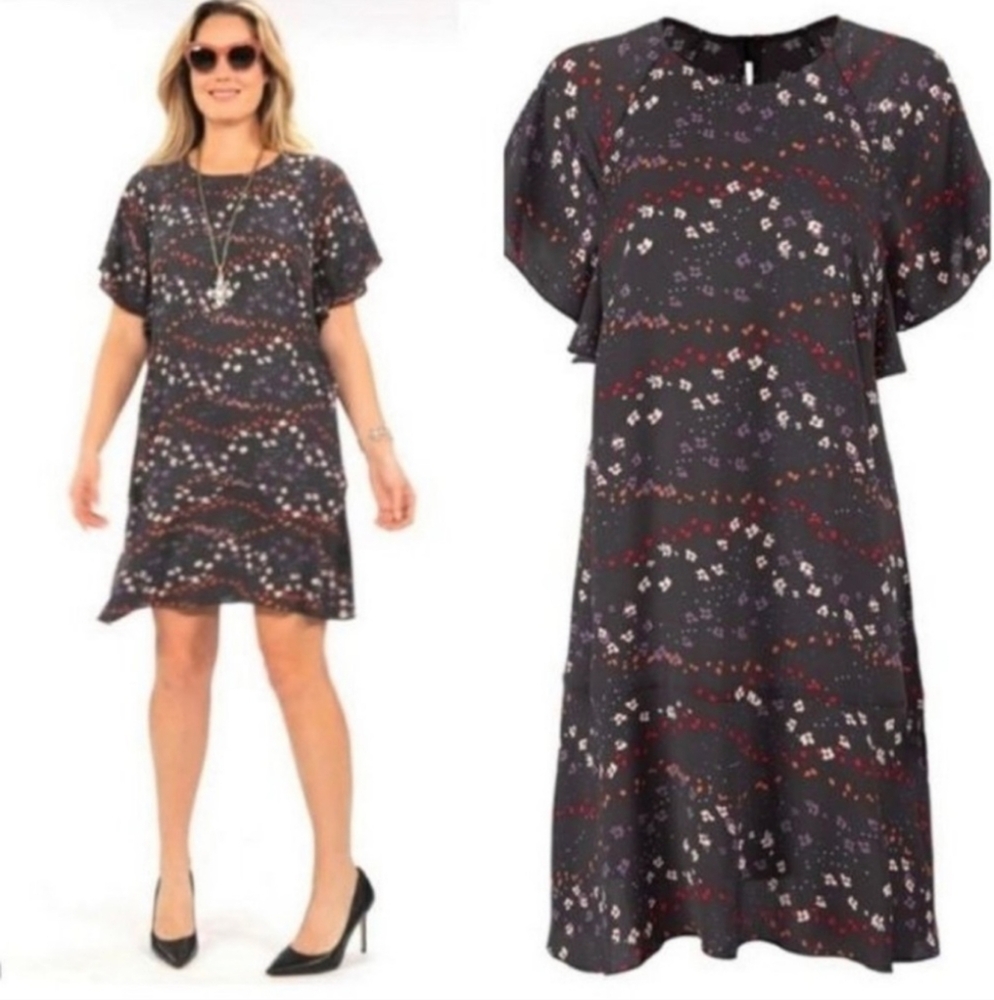 Cabi Multicolor Floral Zadie Muse Flutter Sleeve Style 3828 Dress Size Large